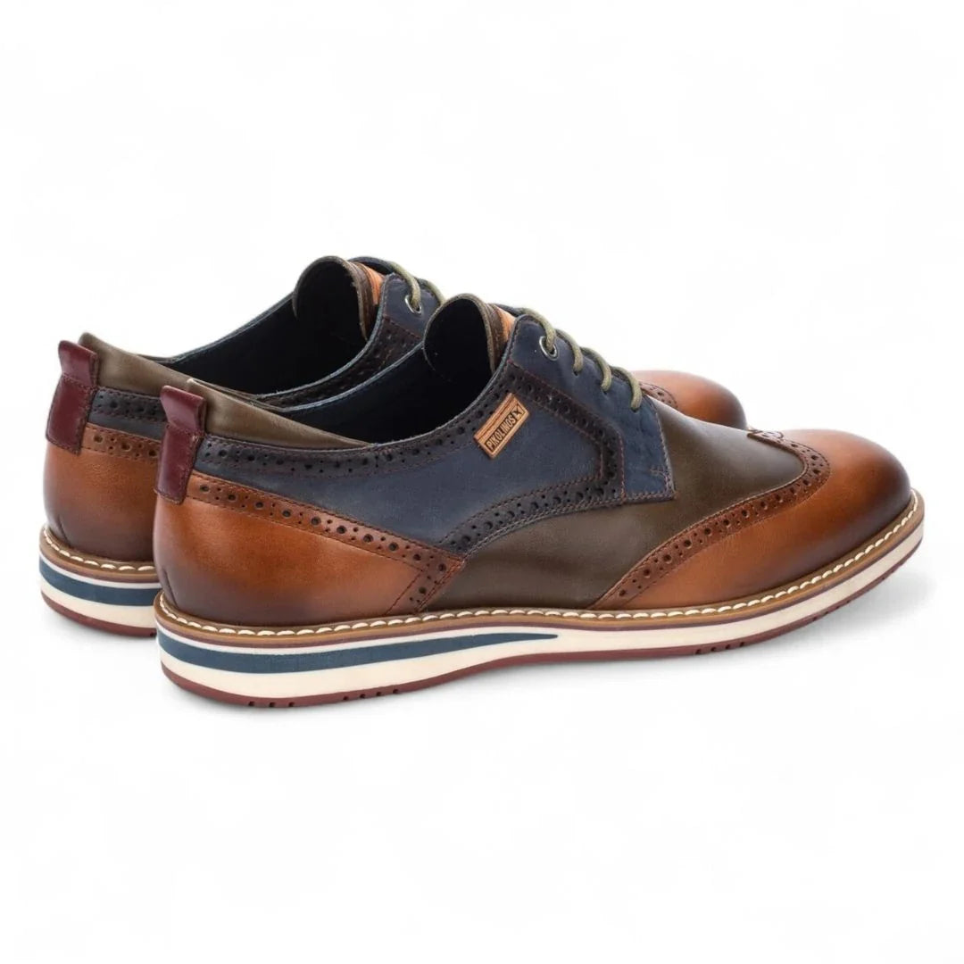 Avila - Brogue in pelle con lacci color brandy da uomo