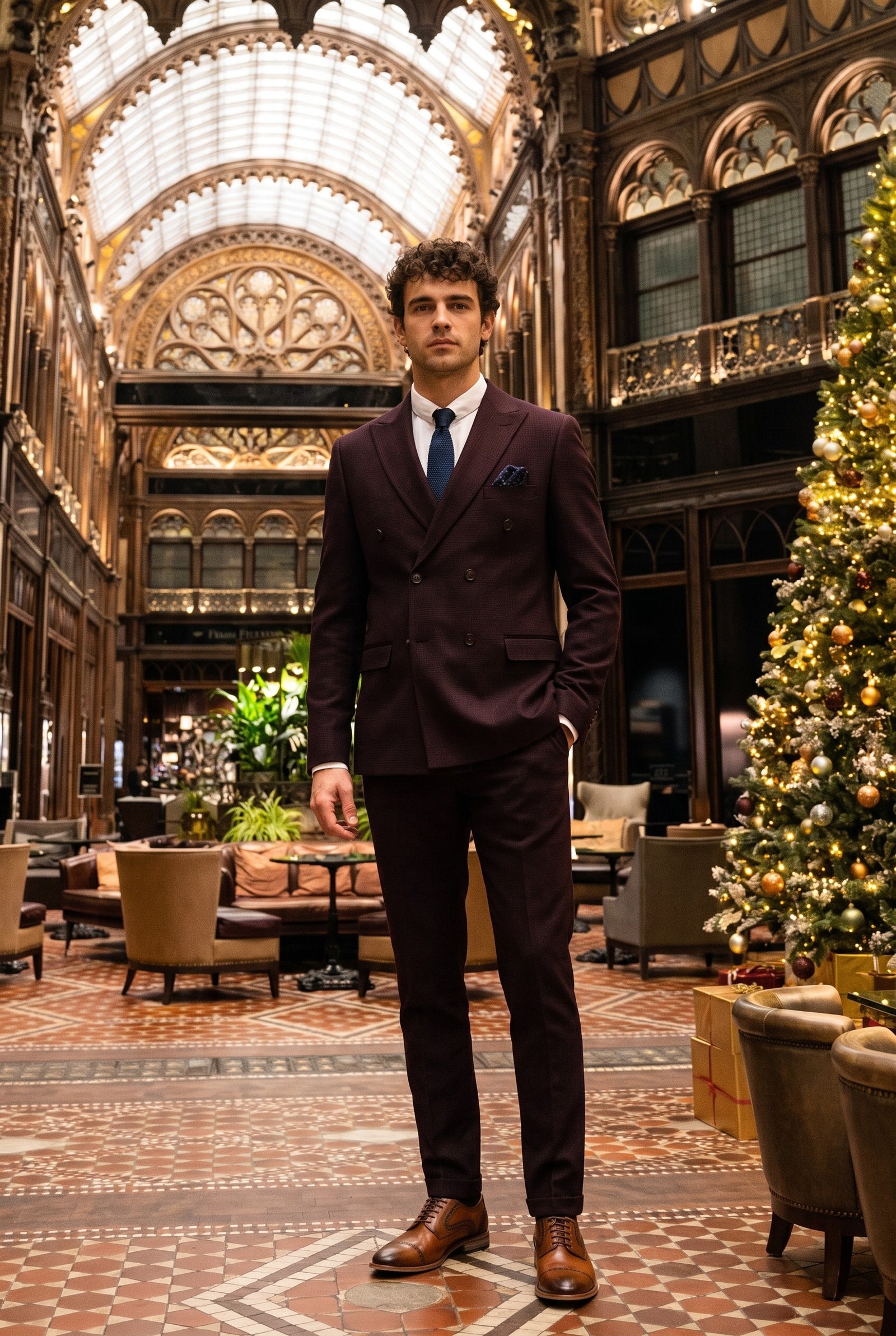 Look #581 styled with Regent - Abito doppiopetto da uomo in 2 pezzi color bordeaux