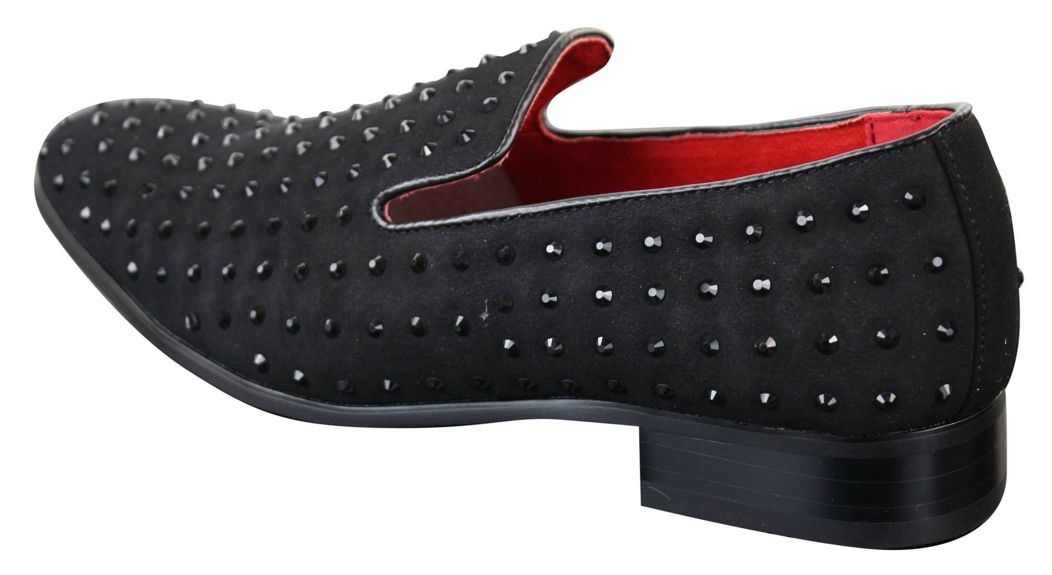 Mens Suede Slip On Loafers Shoes Stud Spikes Silver Smart Casual Shiny Party