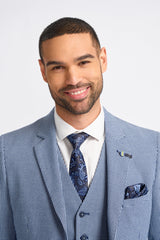 Abito estivo classico a quadri a contrasto grigio e blu navy da uomo Baresi, 3 pezzi