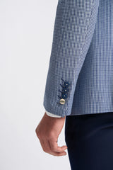 Abito estivo classico a quadri a contrasto grigio e blu navy da uomo Baresi, 3 pezzi