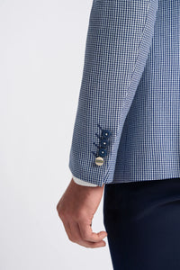 Abito estivo classico a quadri a contrasto grigio e blu navy da uomo Baresi, 3 pezzi