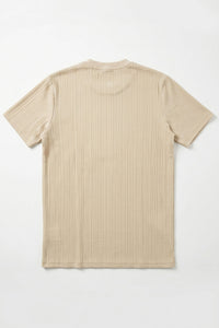 T-shirt classica da uomo a coste beige