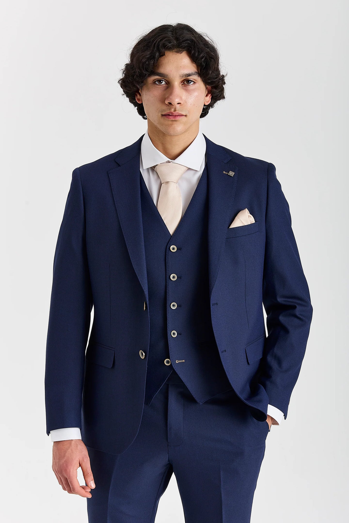 Belmont - Abito da sposo classico a tre pezzi blu navy per uomo