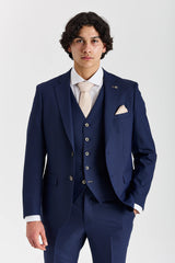 Belmont - Abito da sposo classico a tre pezzi blu navy per uomo