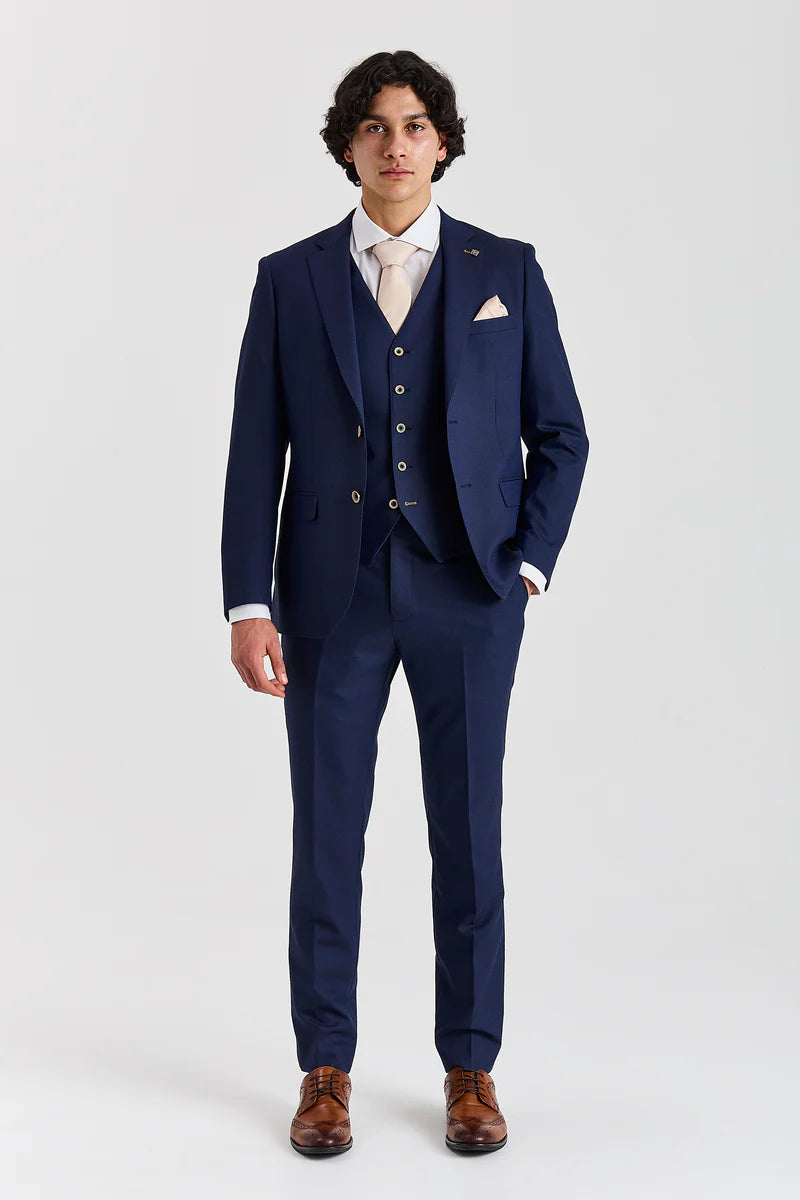 Belmont - Abito da sposo classico a tre pezzi blu navy per uomo