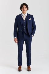 Belmont - Abito da sposo classico a tre pezzi blu navy per uomo