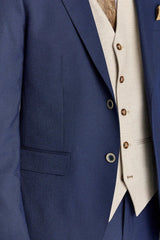 Abito blu navy Belmont con gilet beige a contrasto Belmont