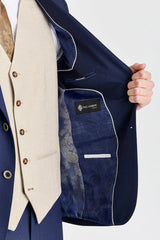 Abito blu navy Belmont con gilet beige a contrasto Belmont