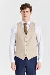 Abito blu navy Belmont con gilet beige a contrasto Belmont