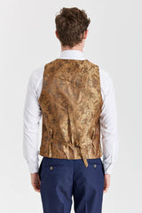 Abito blu navy Belmont con gilet beige a contrasto Belmont