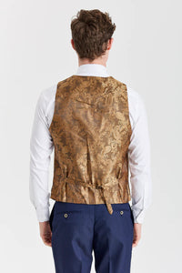 Abito blu navy Belmont con gilet beige a contrasto Belmont