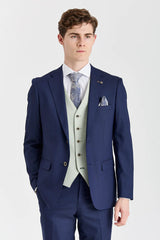 Abito blu navy Belmont con gilet a contrasto color salvia Belmont.