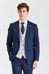 Abito blu navy Belmont con gilet a contrasto argento Belmont
