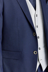 Abito blu navy Belmont con gilet a contrasto argento Belmont