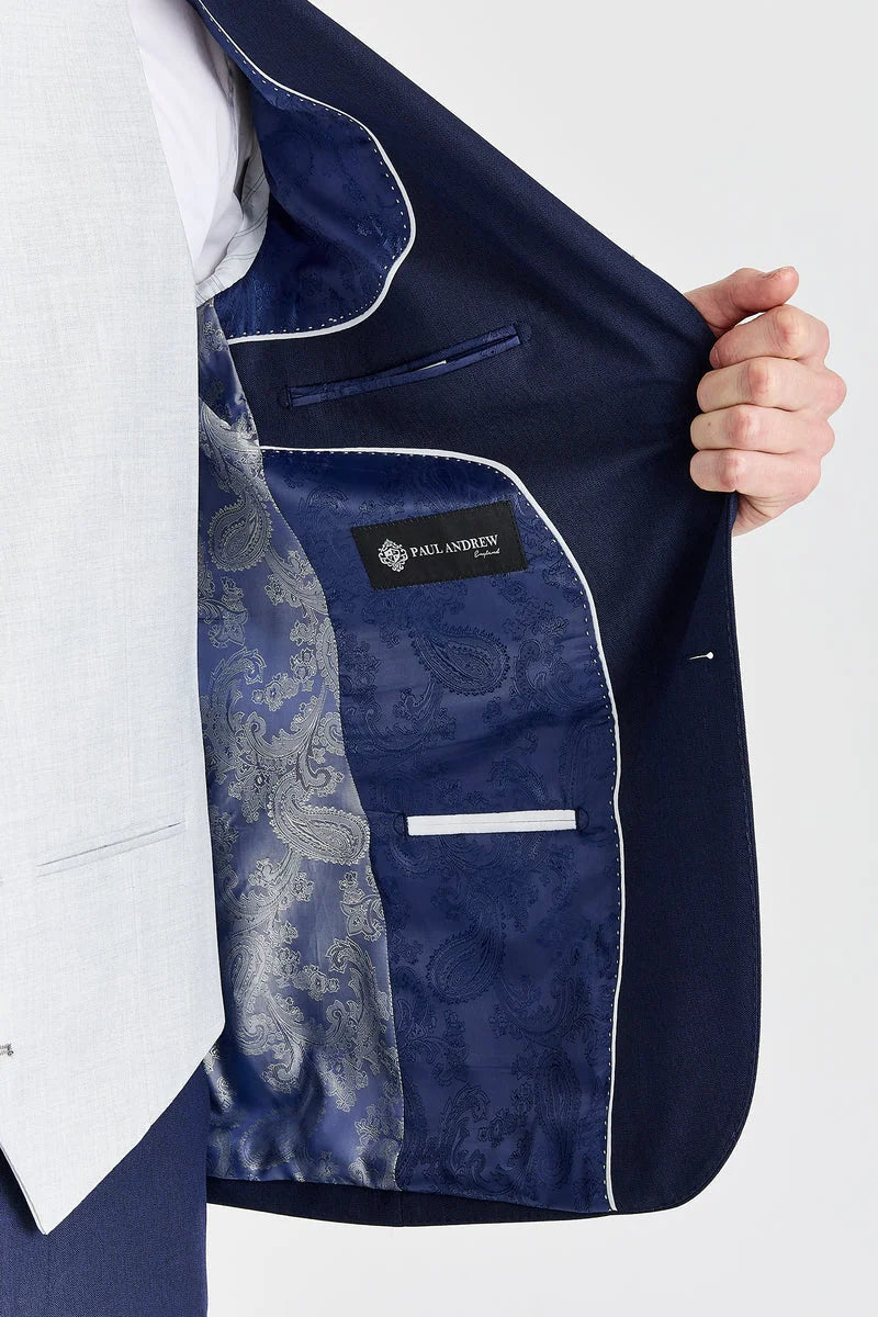 Abito blu navy Belmont con gilet a contrasto argento Belmont