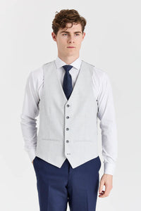 Abito blu navy Belmont con gilet a contrasto argento Belmont