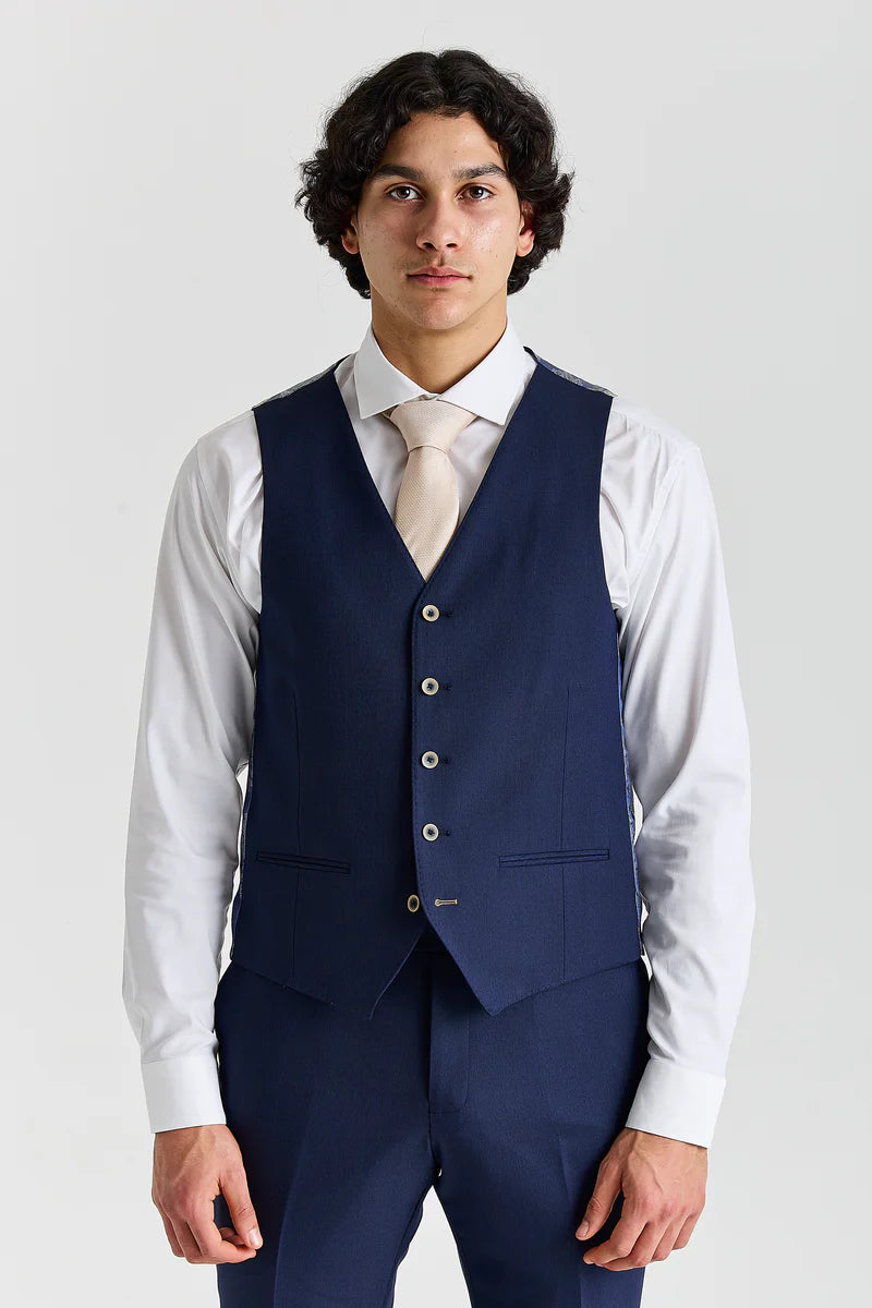 Belmont - Gilet da uomo blu navy dal taglio sartoriale