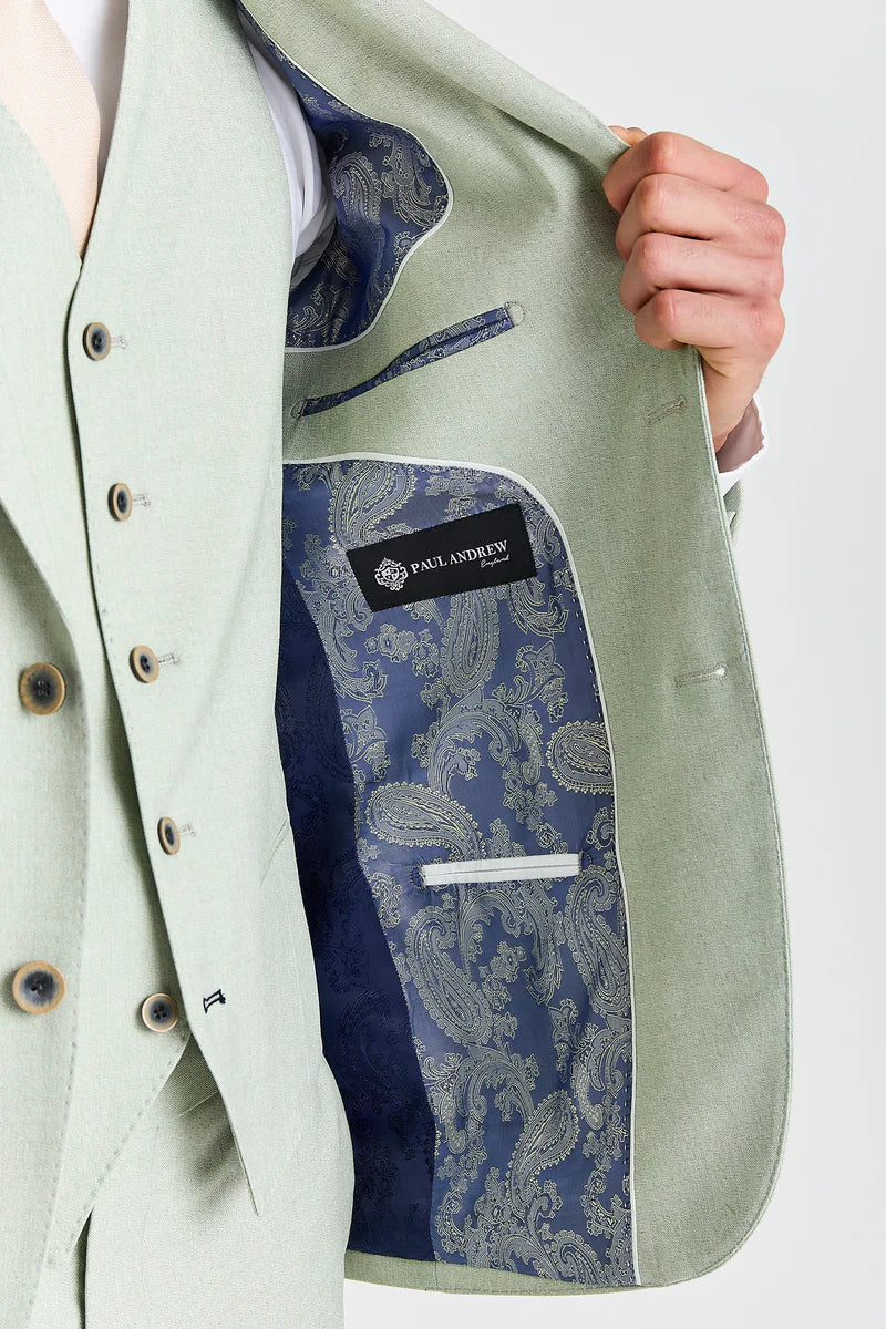 Belmont - Abito da sposo a tre pezzi color verde salvia per uomo