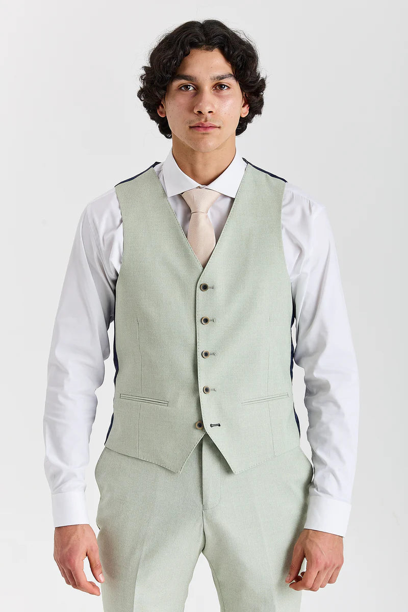 Belmont - Gilet da sposo verde salvia da uomo