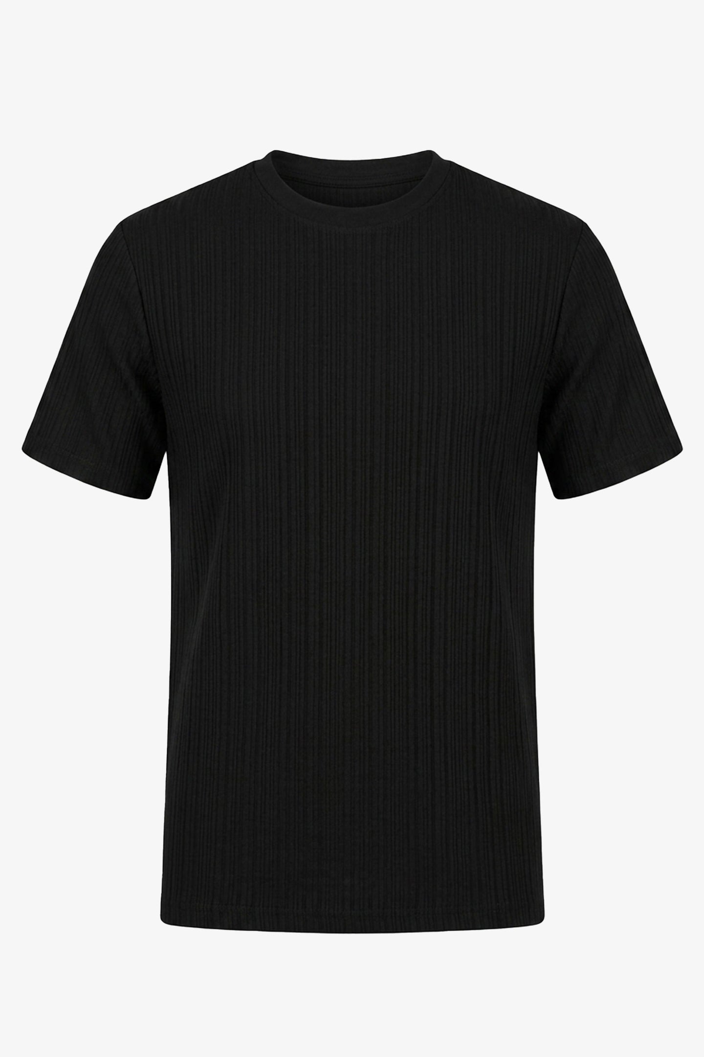 T-shirt classica nera a coste da uomo