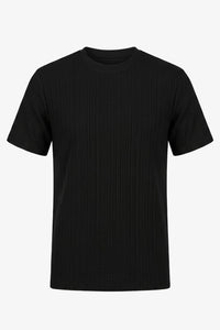 T-shirt classica nera a coste da uomo