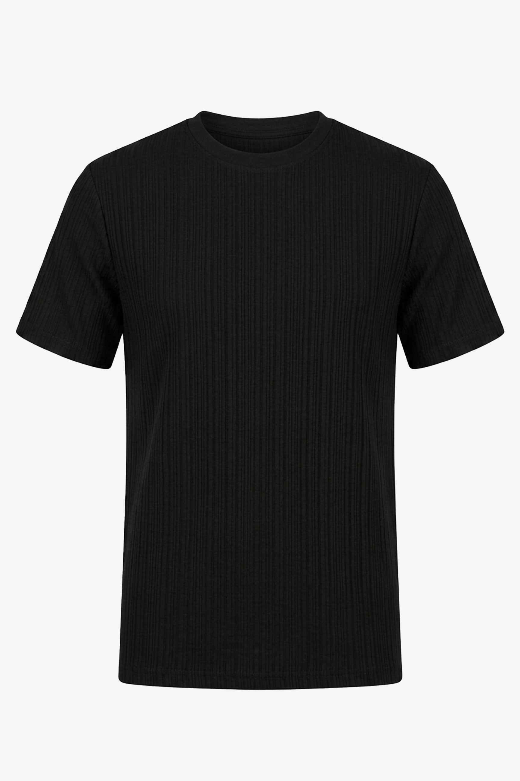 T-shirt classica nera a coste da uomo