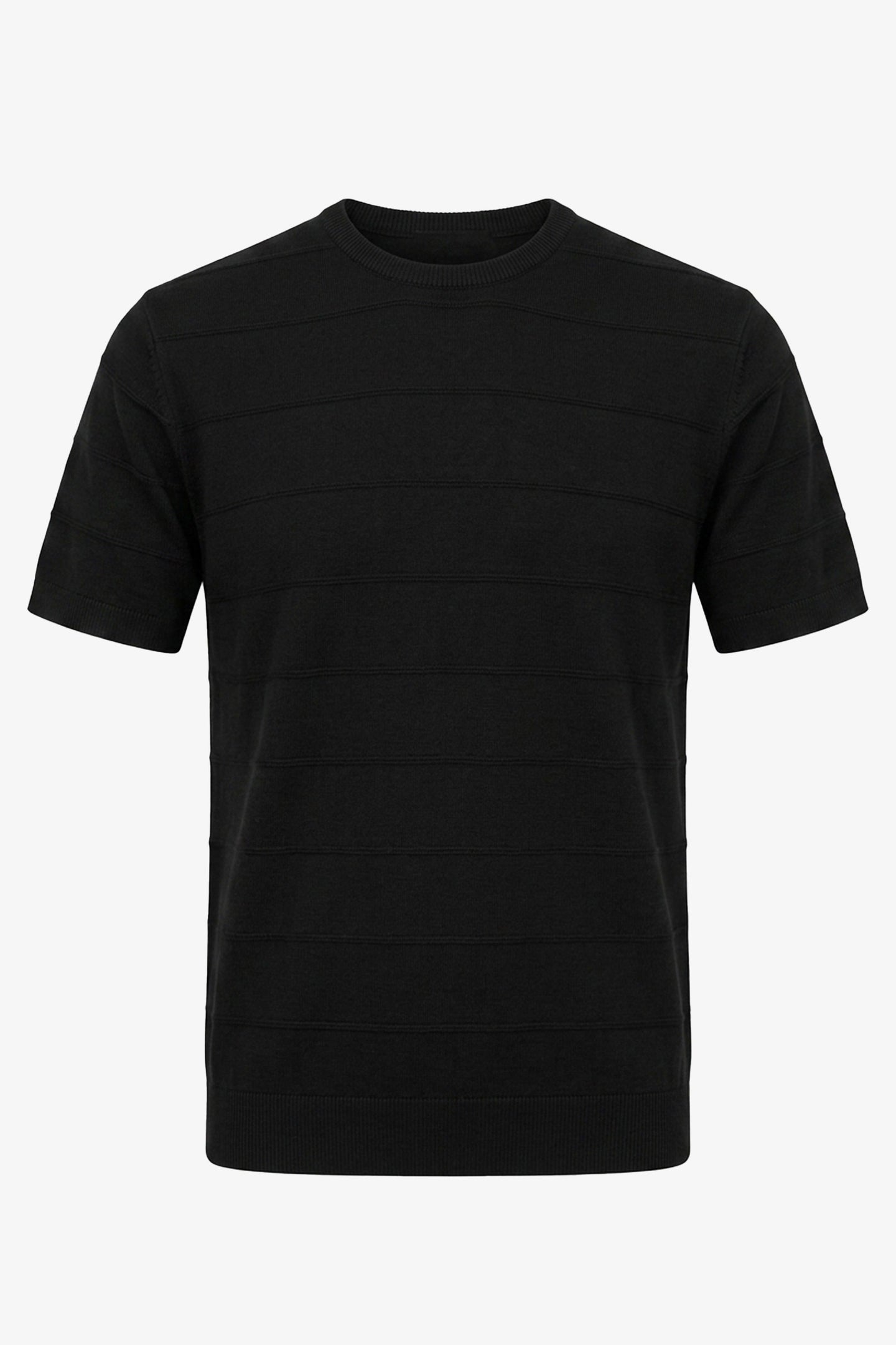 T-shirt nera da uomo in maglia testurizzata