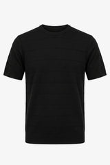 T-shirt nera da uomo in maglia testurizzata