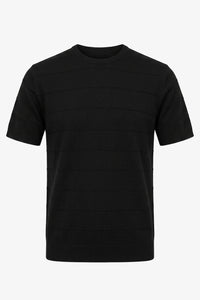T-shirt nera da uomo in maglia testurizzata