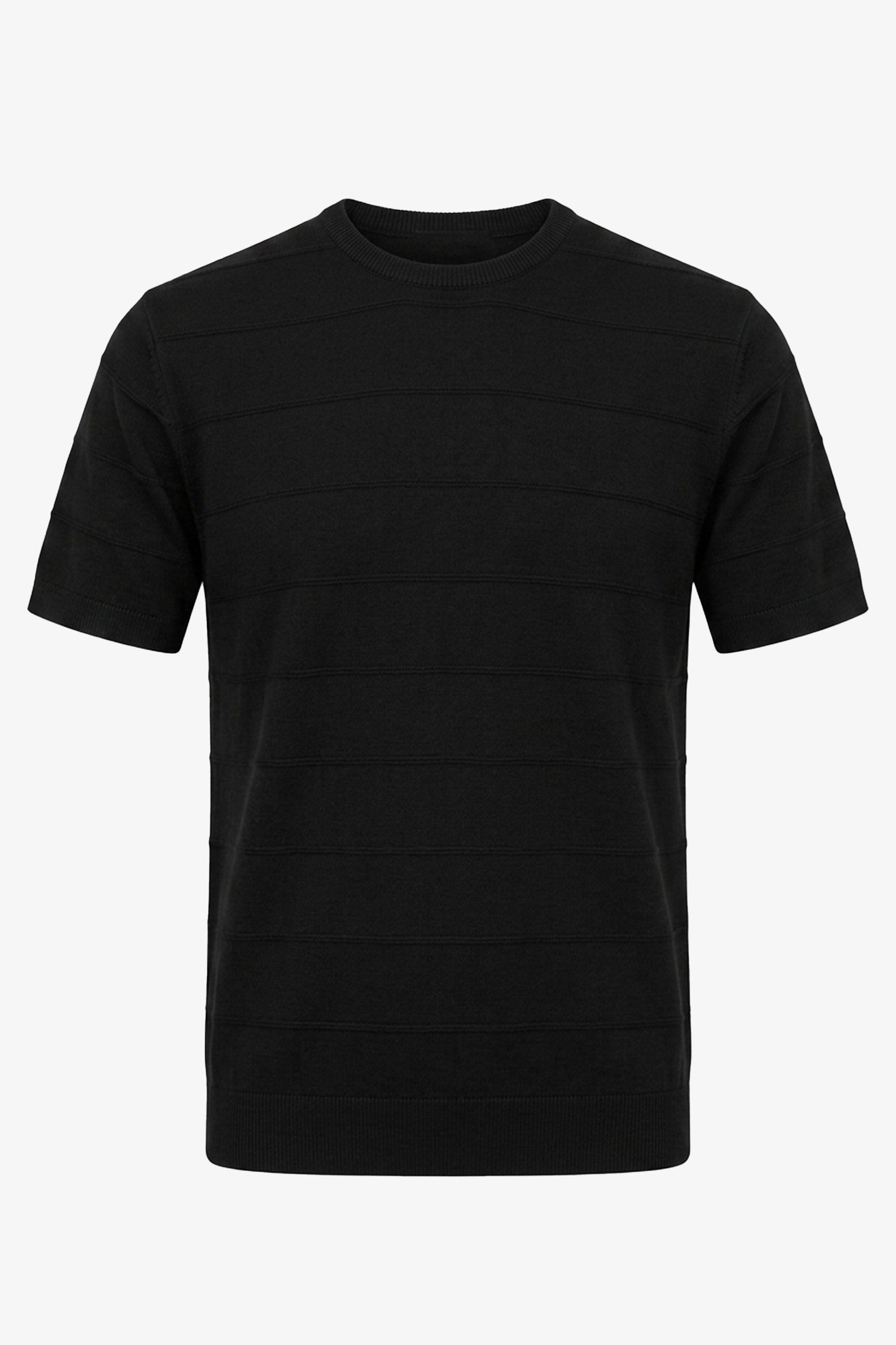 T-shirt nera da uomo in maglia testurizzata