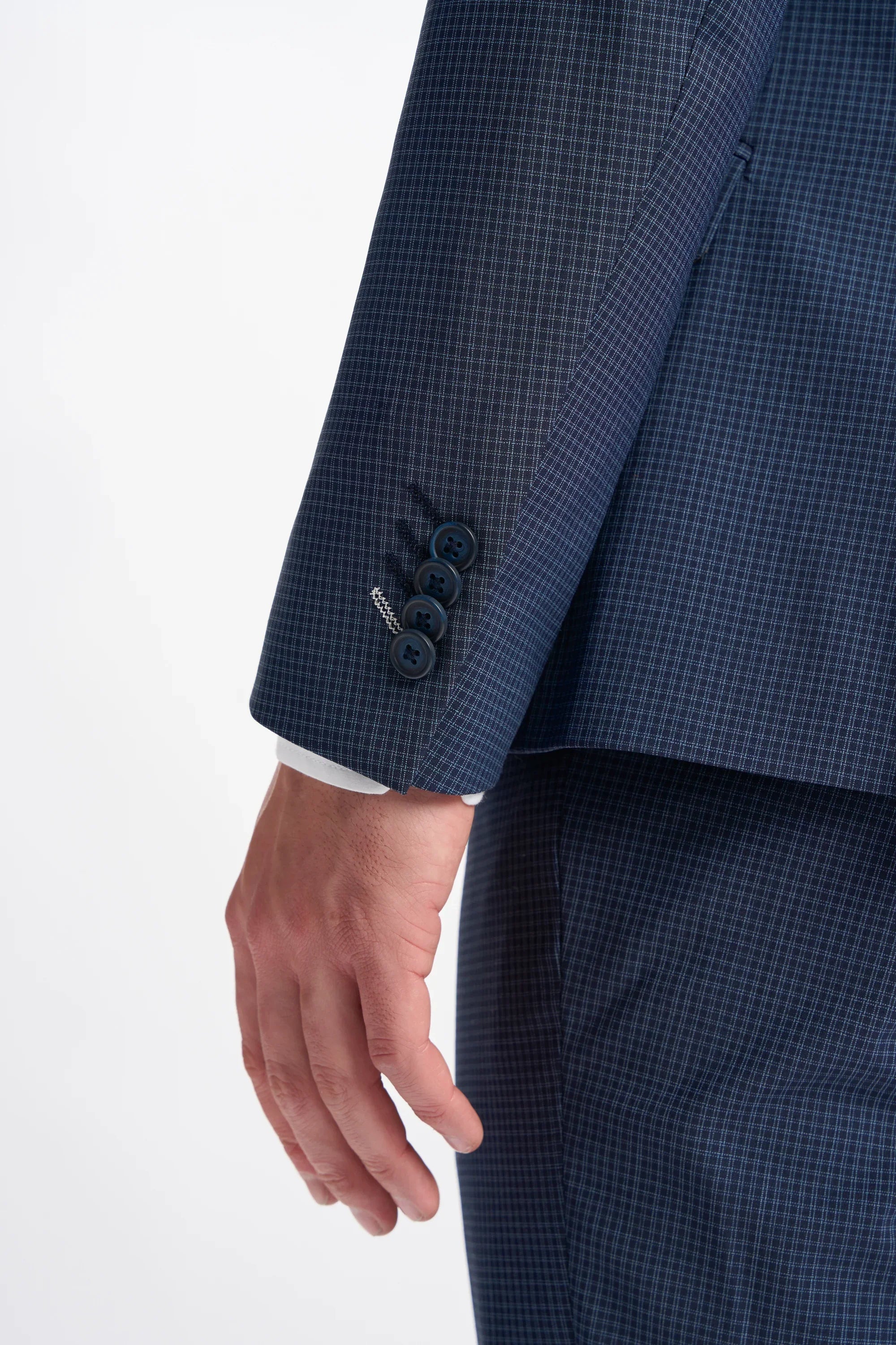 Bond - Men's Navy Check Double Breasted Blazer