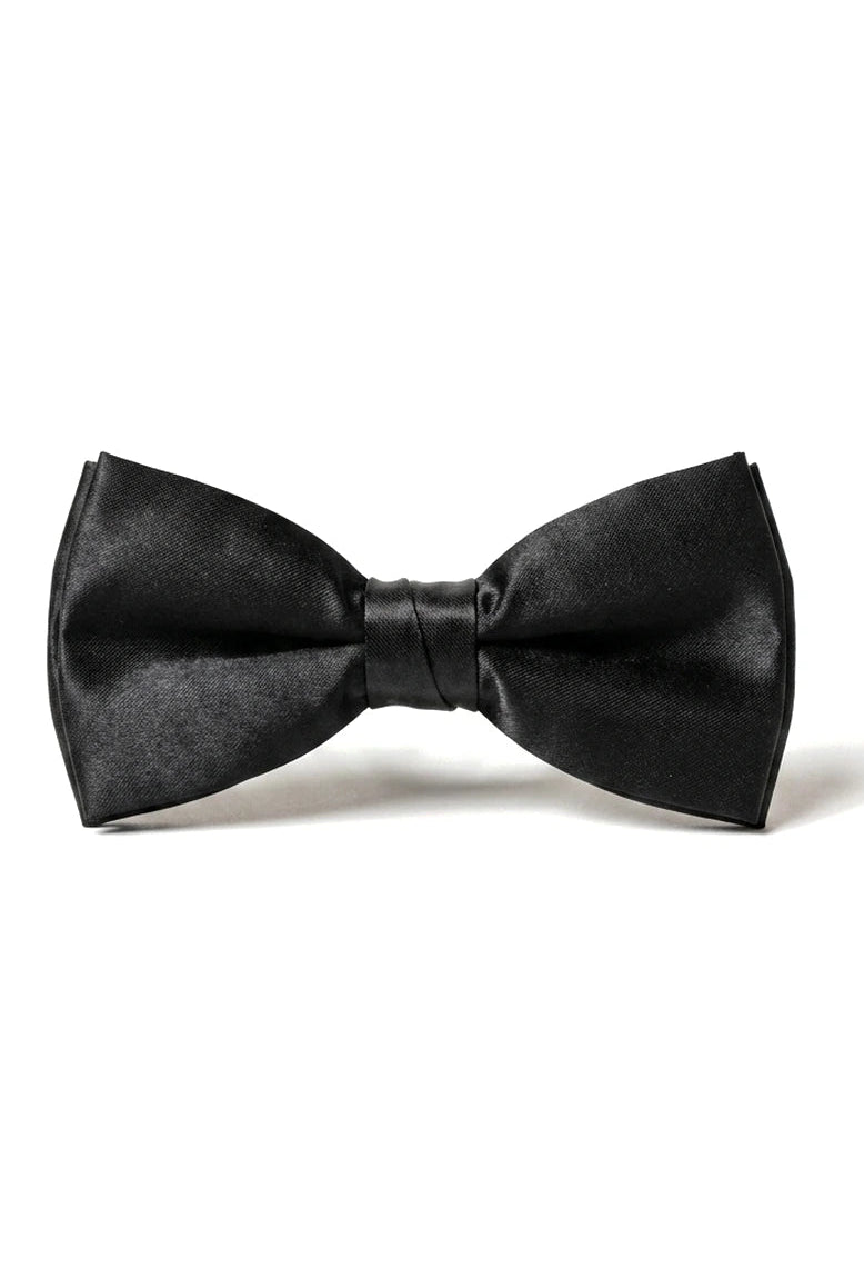 Papillon in raso nero con clip per camicia da smoking unisex da uomo e ragazzo