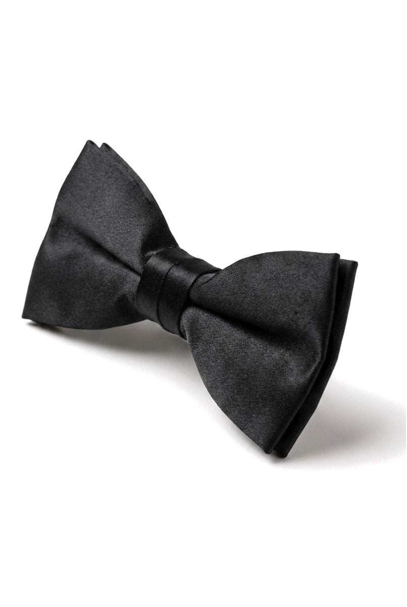 Papillon in raso nero con clip per camicia da smoking unisex da uomo e ragazzo