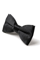 Papillon in raso nero con clip per camicia da smoking unisex da uomo e ragazzo