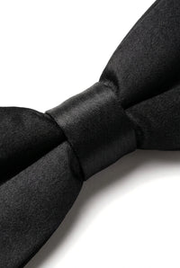 Papillon in raso nero con clip per camicia da smoking unisex da uomo e ragazzo