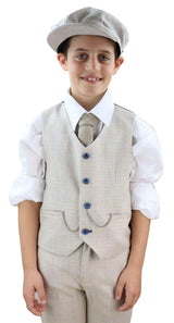 Boys Cream Tweed 3 Piece Suit Caridi - Wedding Suit