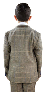 Boys Tan-Brown Tweed 3 Piece Suit - Peaky Blinders Suit  Albert
