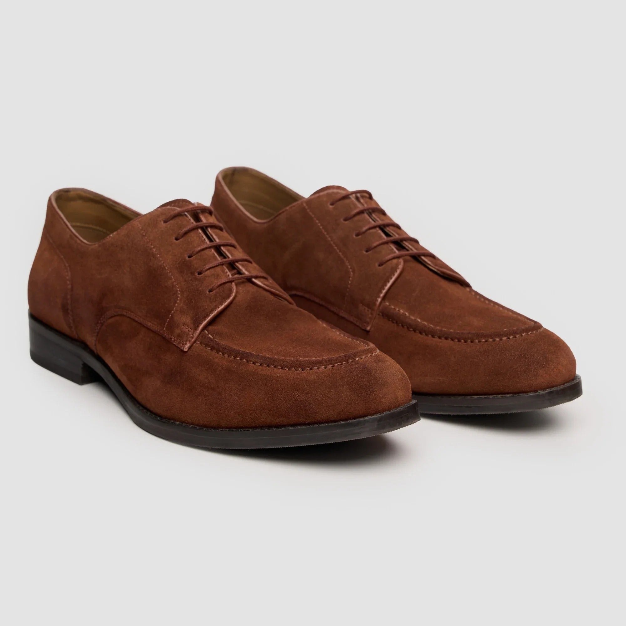 Brera - Scarpe Derby classiche stringate da uomo in camoscio marrone