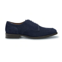 Brera - Scarpe Derby classiche stringate da uomo in camoscio blu navy