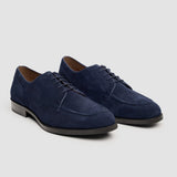 Brera - Scarpe Derby classiche stringate da uomo in camoscio blu navy