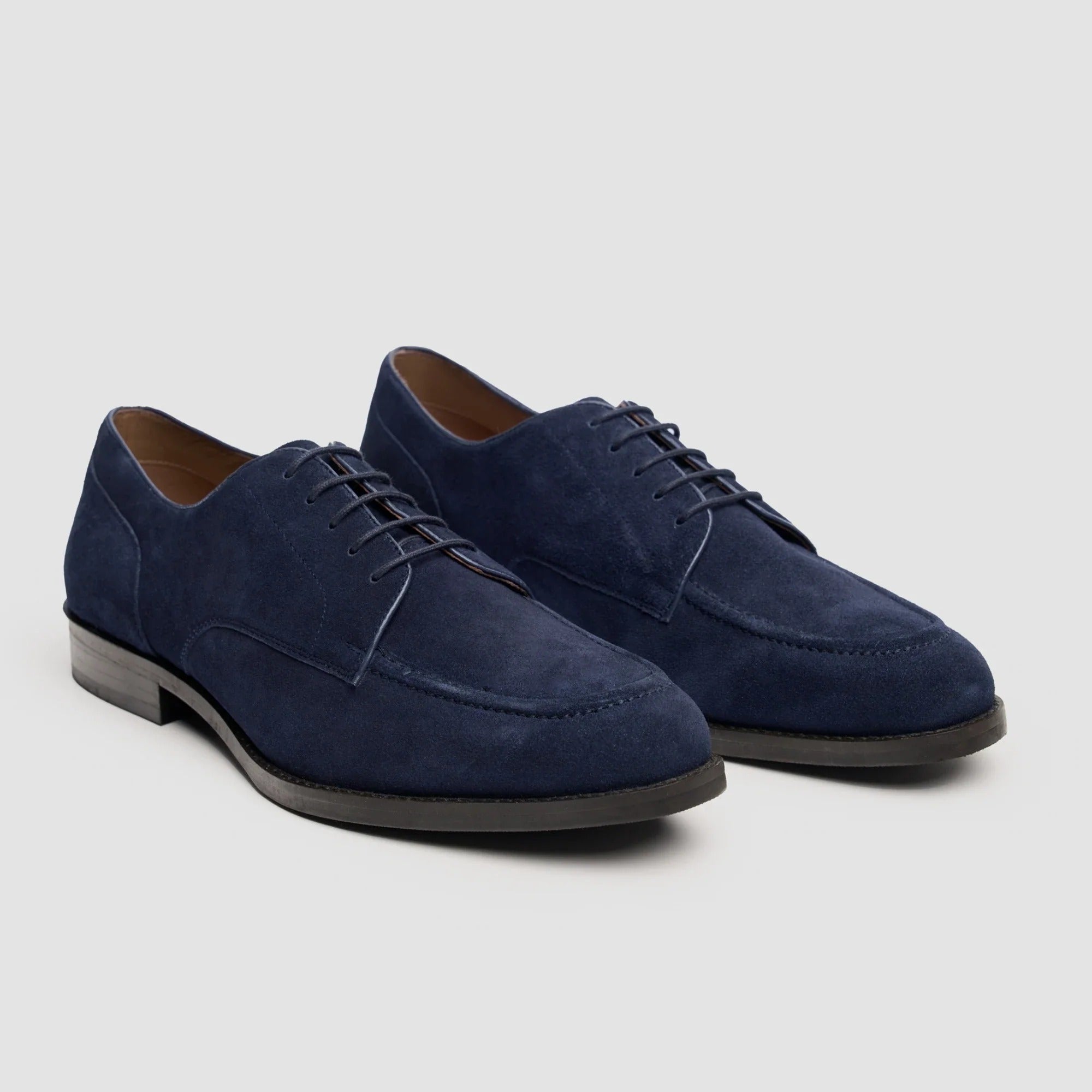 Brera - Scarpe Derby classiche stringate da uomo in camoscio blu navy