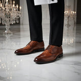Cambridge - Scarpe Derby da uomo modello Wingtip Brogue color marrone chiaro