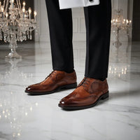 Cambridge - Scarpe Derby da uomo modello Wingtip Brogue color marrone chiaro
