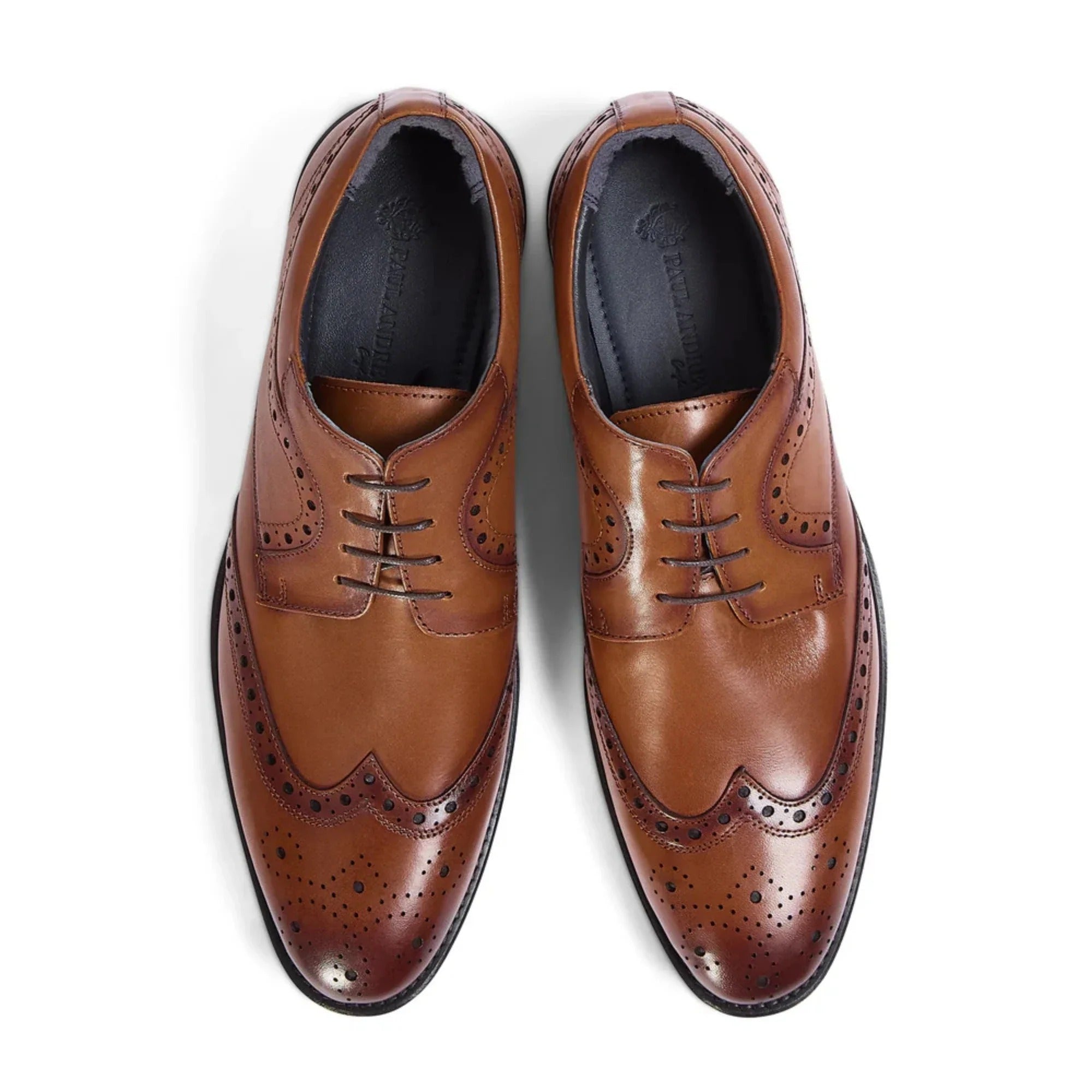 Cambridge - Scarpe Derby da uomo modello Wingtip Brogue color marrone chiaro