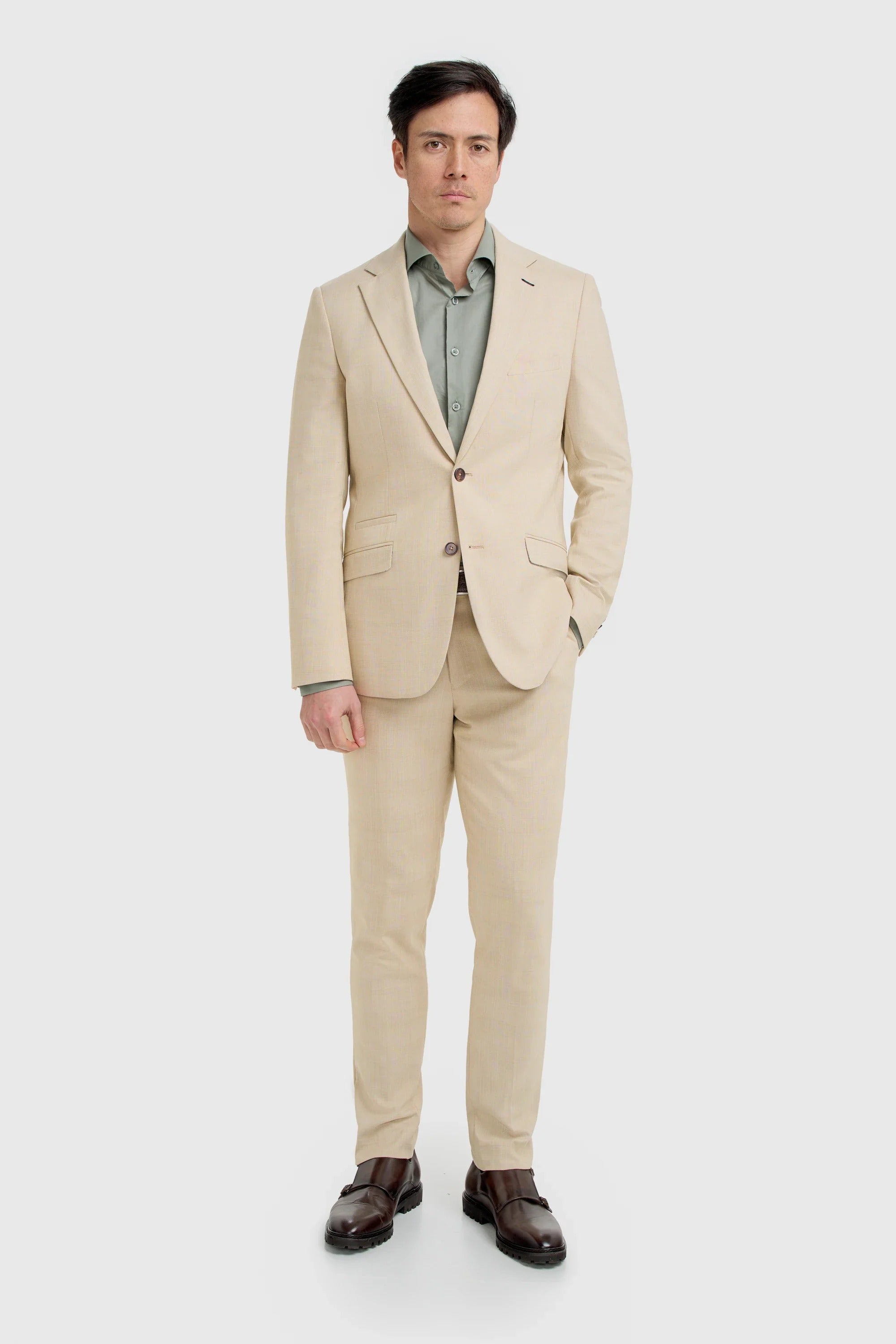 Camden - Abito da uomo a tre pezzi a quadri beige