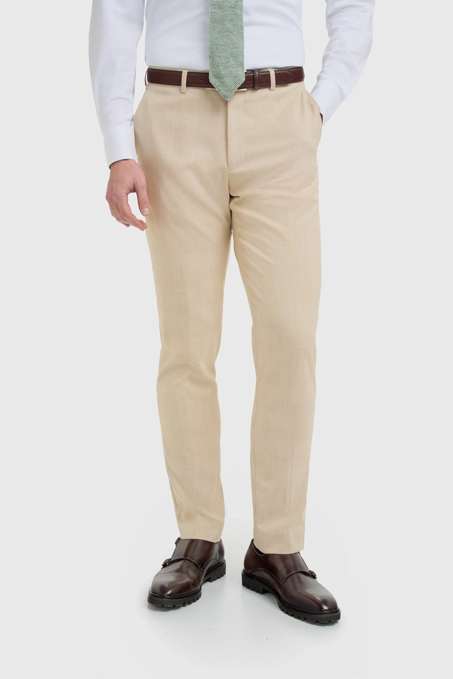 Camden - Pantaloni da uomo a quadri beige