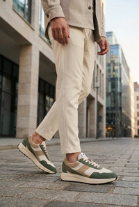 Canbera - Sneakers da uomo in pelle scamosciata leggera color verde salvia