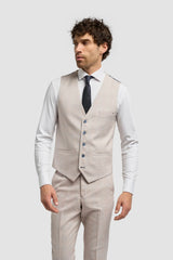 Caridi - Gilet da uomo in tweed beige da sposa