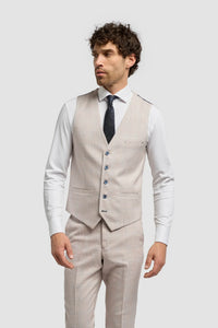 Caridi - Gilet da uomo in tweed beige da sposa